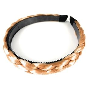 Dark Strawberry Blonde braided hair headband plait